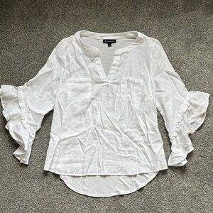 INC International Concepts White Ruffle Blouse